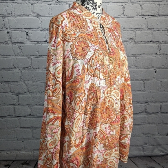 Charter Club Women's Long Sleeve paisley Print keyhole front Size 24w Top BBIN - Picture 4 of 10